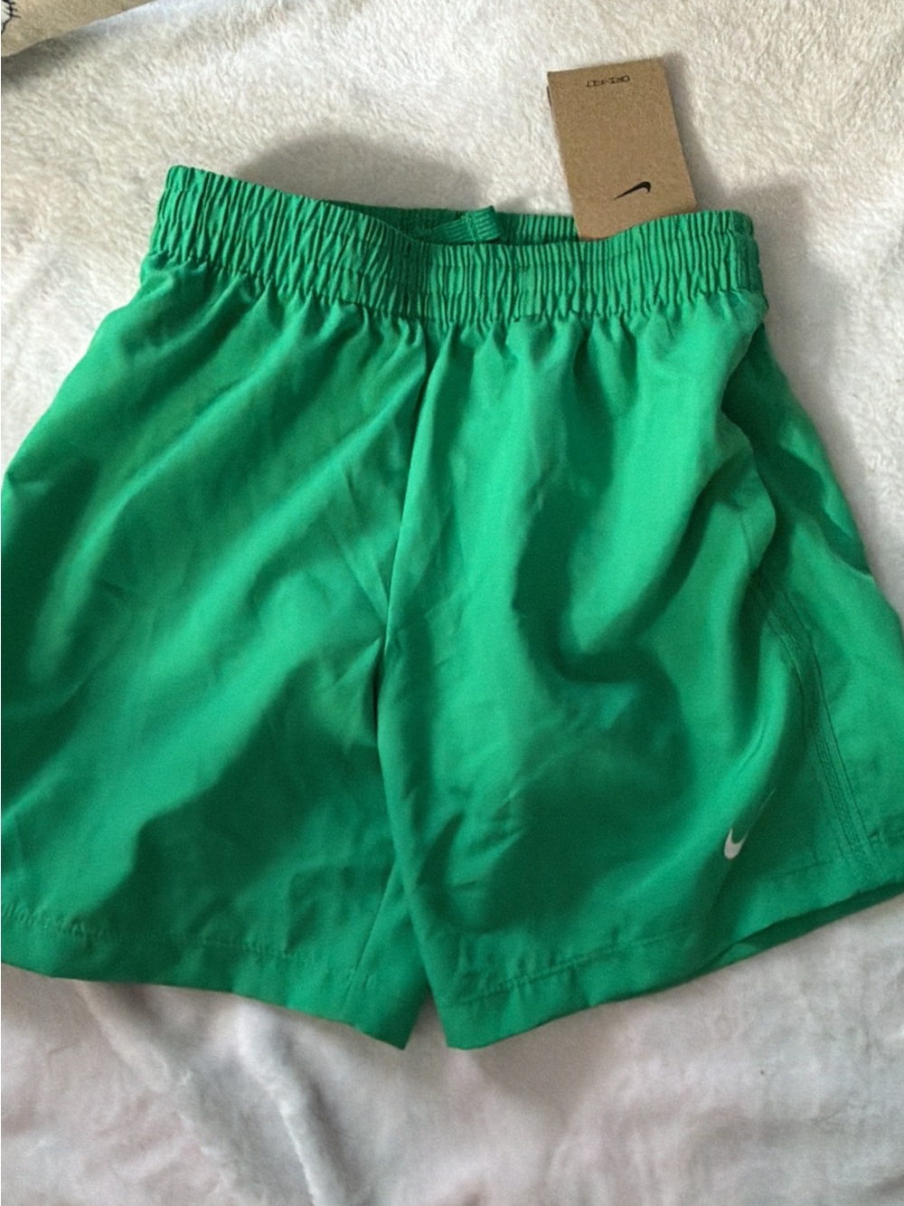 Nike Emerald Green Running Shorts with White Swoosh